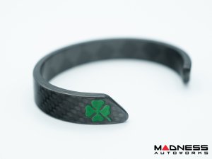 Carbon Fiber Bracelet - Green QV Clover Design 